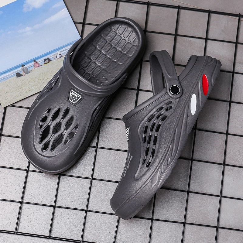 2021New MenWomenWaterproof Sandals Summer Hole Shoes EVA Material Shoes Beach Outdoor Flat Black Sandals Non-SlipLightweightSoft - VANANCE