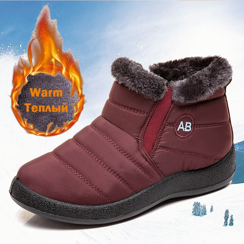Women Boots Fashion Waterproof Snow Boots For Winter Shoes Women Casual Lightweight Ankle Botas Mujer Warm Winter Boots Black