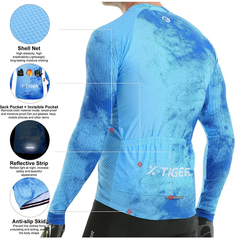 X-TIGER Cycling Jerseys Upgraded Fit Long Sleeve Summer Jersey Bicycle Clothes Day-to-day Training Rides