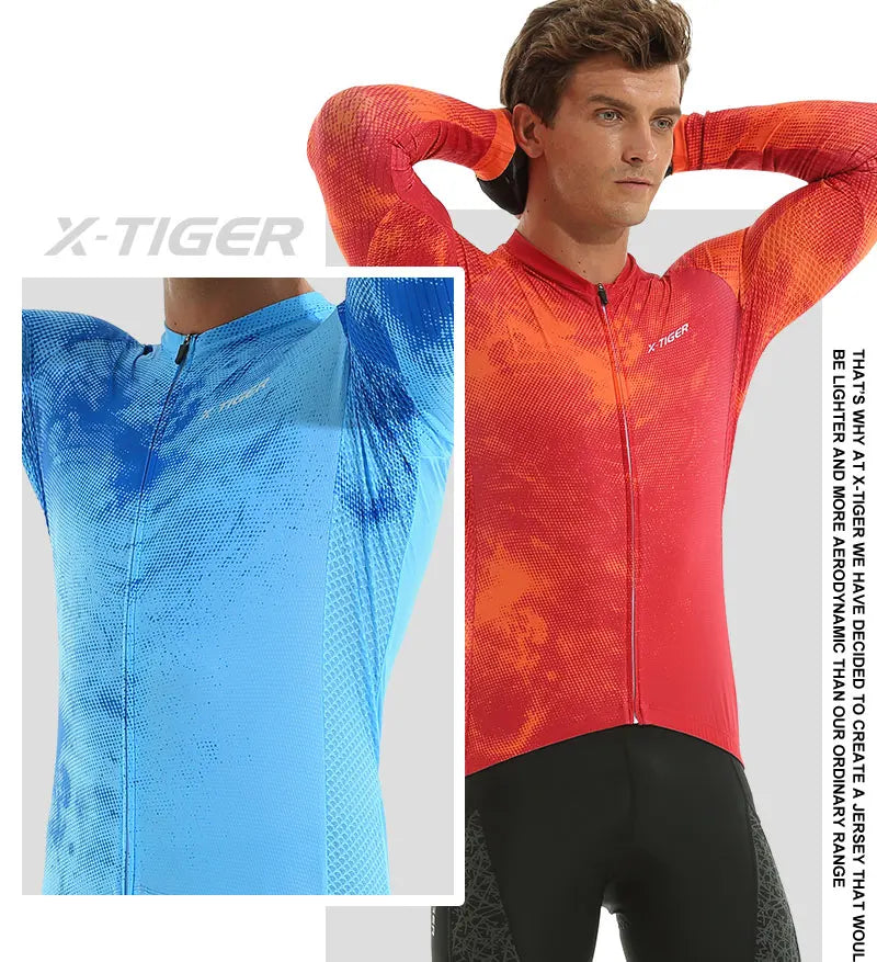 X-TIGER Cycling Jerseys Upgraded Fit Long Sleeve Summer Jersey Bicycle Clothes Day-to-day Training Rides