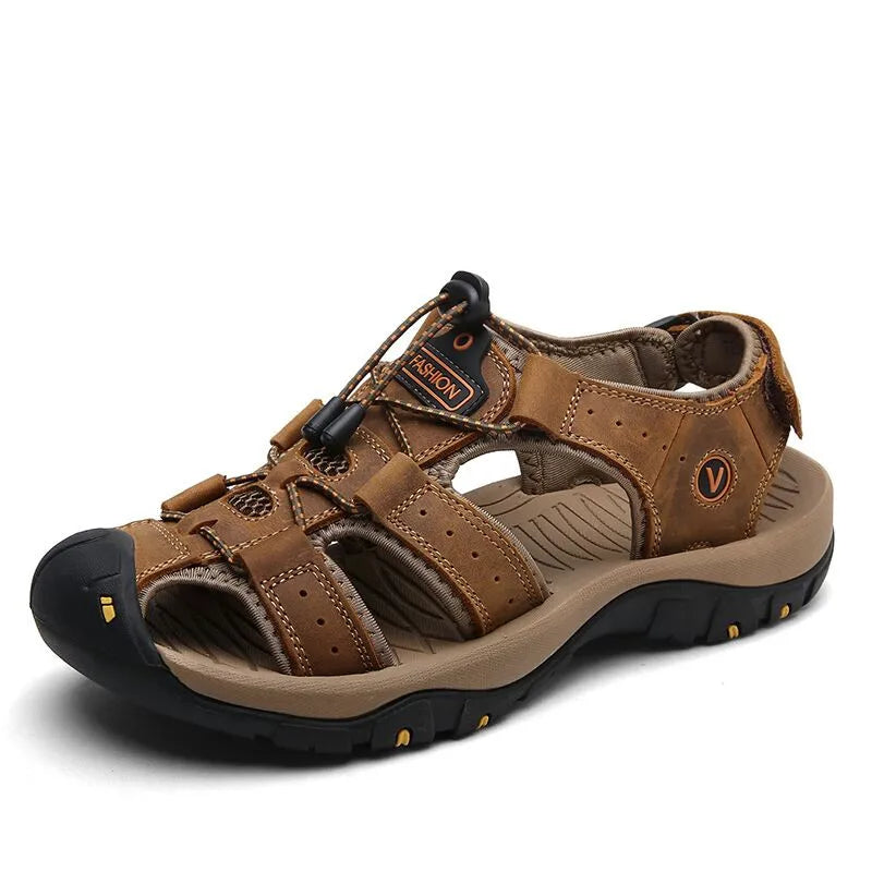 2023 Genuine Leather Men Shoes Summer New Large Size Men&#39;s Sandals Men Sandals Fashion Sandals Slippers Big Size 38-47