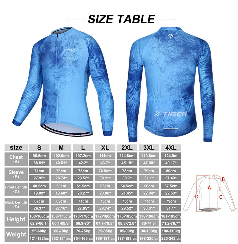 X-TIGER Cycling Jerseys Upgraded Fit Long Sleeve Summer Jersey Bicycle Clothes Day-to-day Training Rides