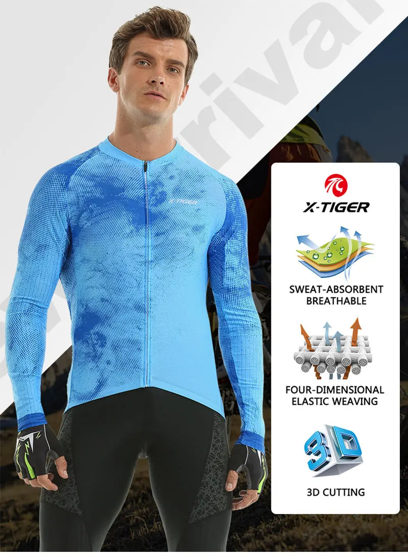 X-TIGER Cycling Jerseys Upgraded Fit Long Sleeve Summer Jersey Bicycle Clothes Day-to-day Training Rides