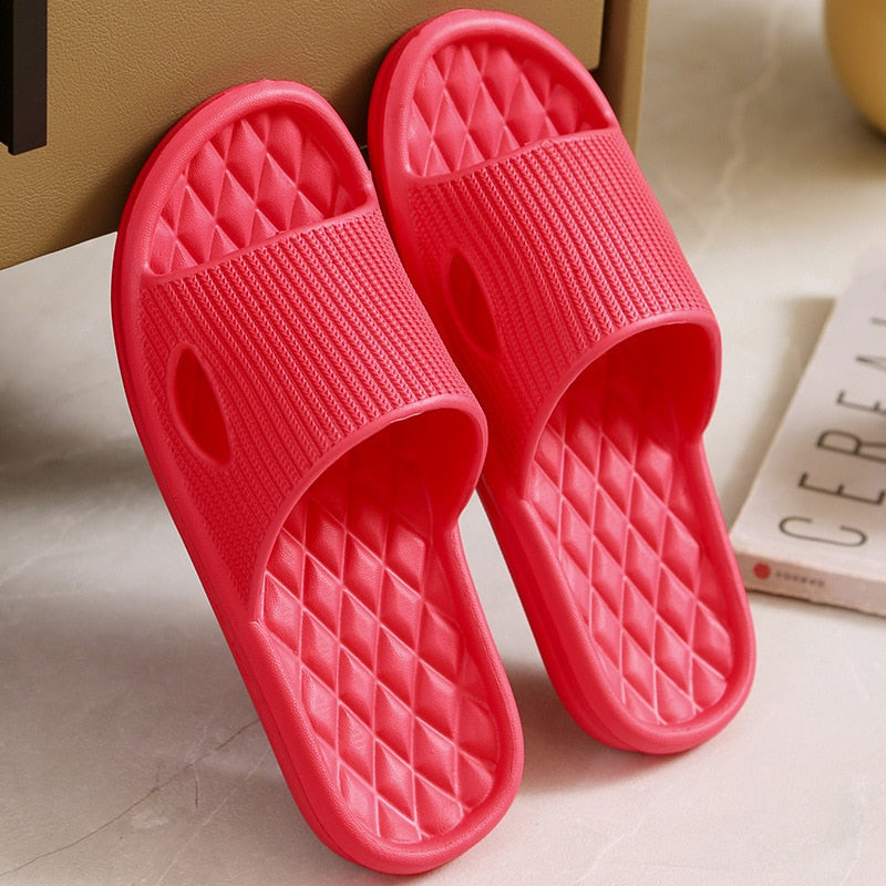 Soft Home Slippers Couple Summer Indoor Skid Proof Bathroom Slippers Sandals Hotel Solid Color Men Women Flip Flops Flat Shoes - VANANCE